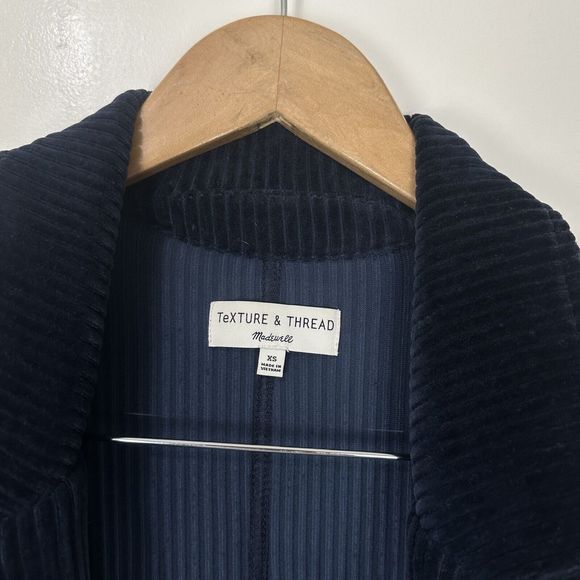 Madewell Jacket Womens XS Blue Texture & Thread Velour Corduroy Blazer - Picture 13 of 13